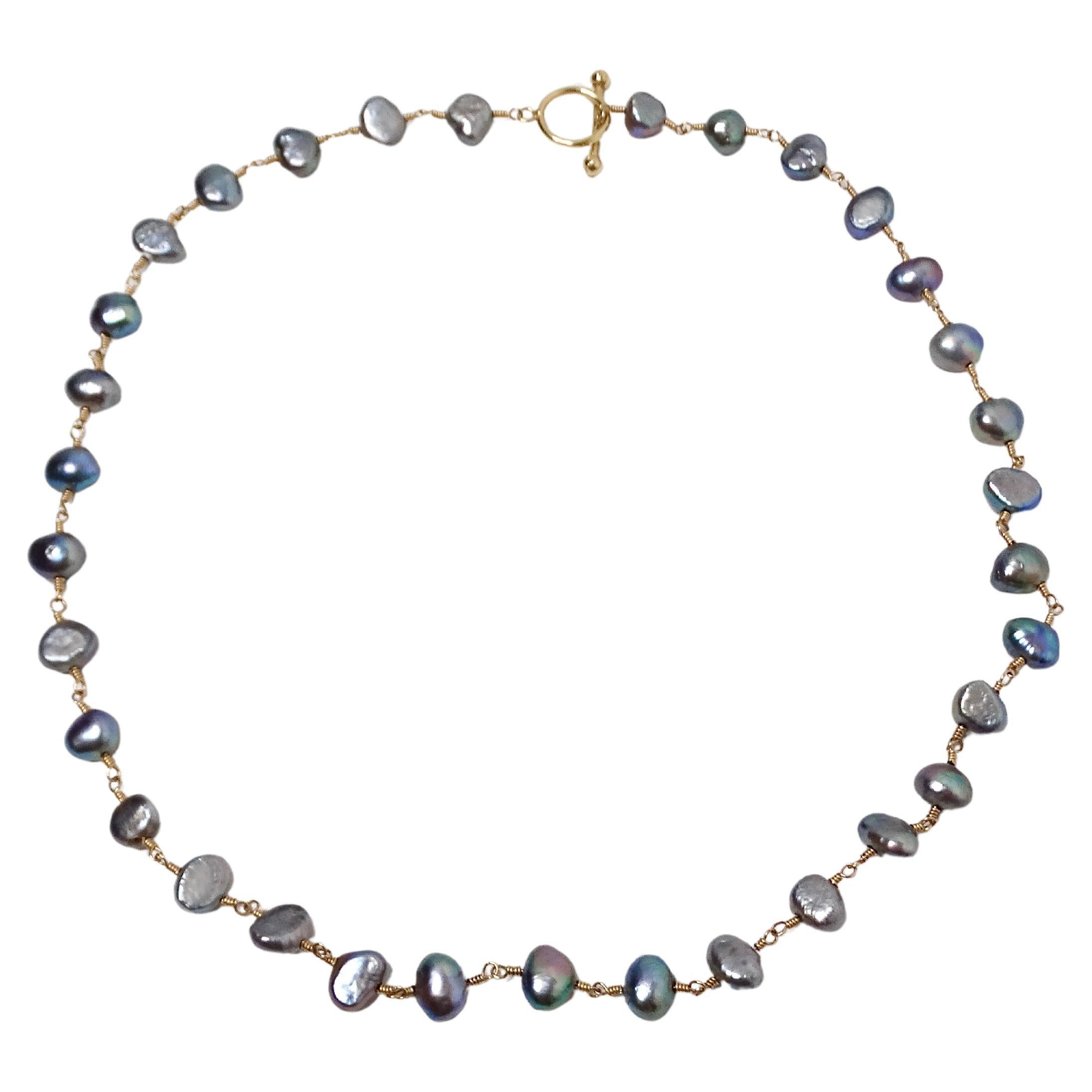 1960s Tahitian Pearl & 14k Yellow Gold Necklace