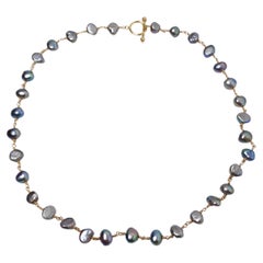 1960s Tahitian Pearl & 14k Yellow Gold Necklace
