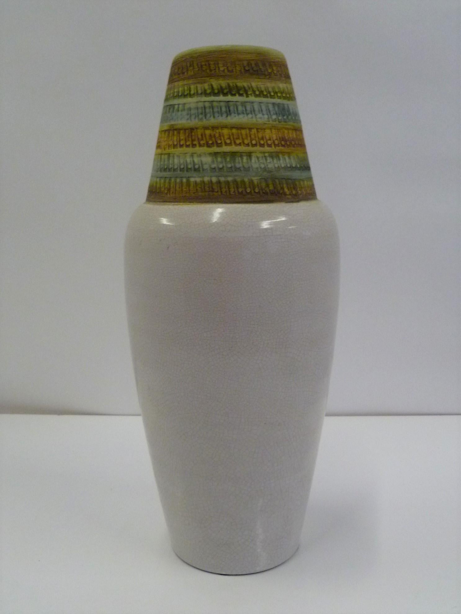 Mid-Century Modern 1960s Tall Alvino Bagni Italian Mid Century Modern Ceramic Vase for Bitossi For Sale