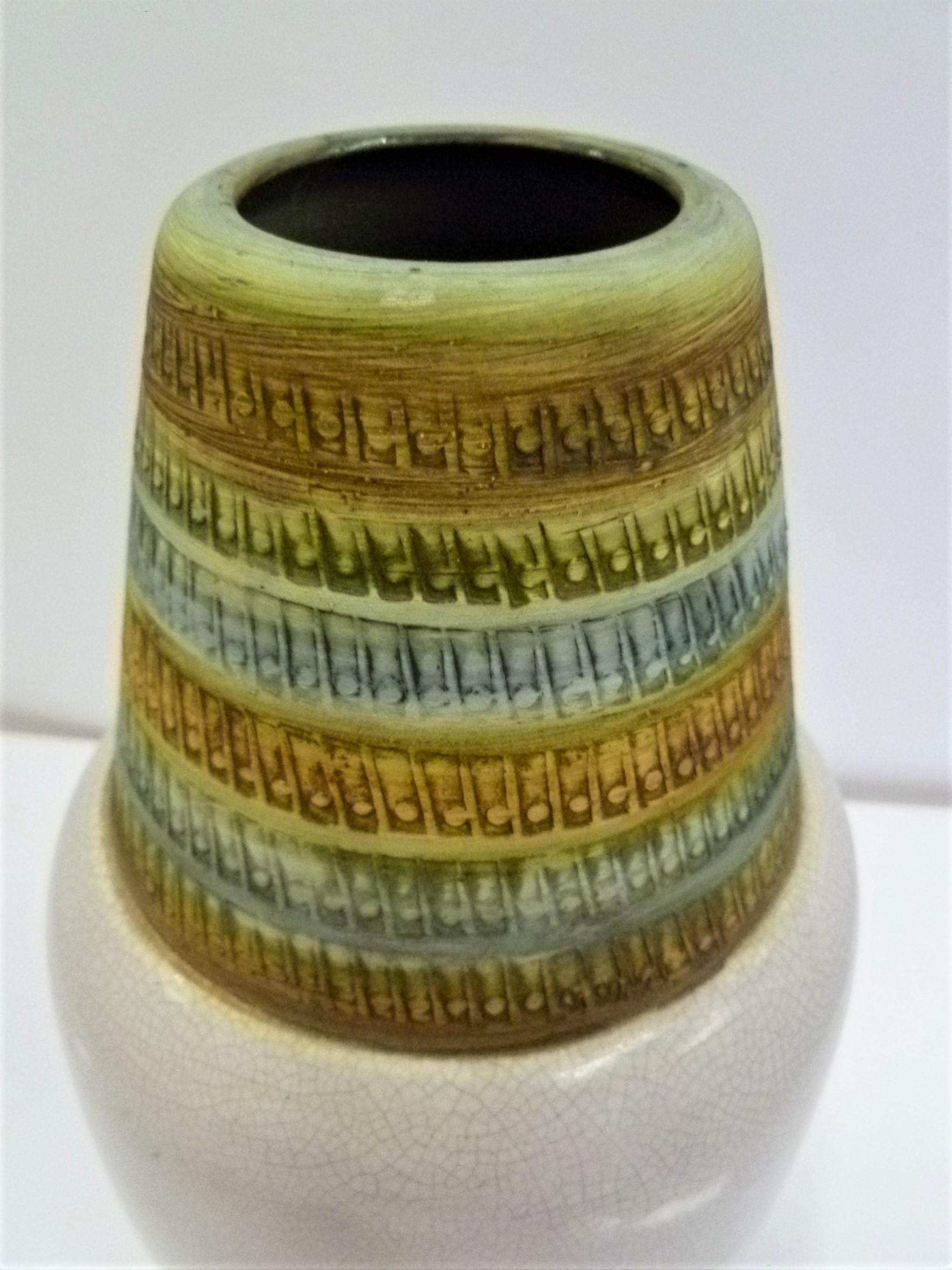Italiano Vaso alto in ceramica del 1960 Alvino Bagni per Bitossi in vendita