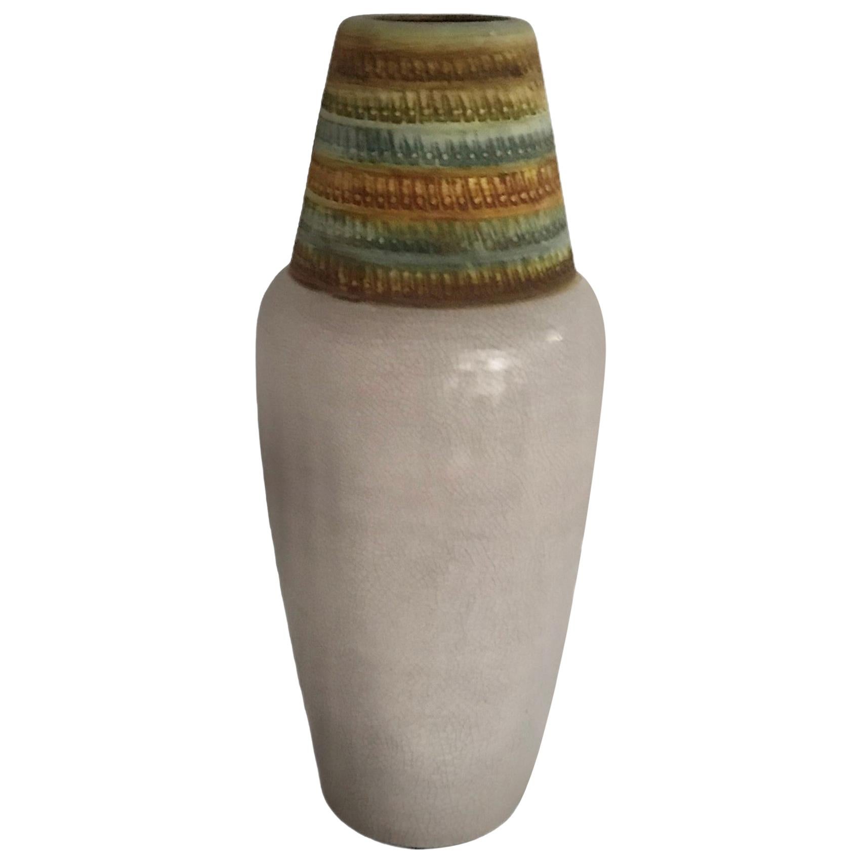 1960s Tall Alvino Bagni Italian Mid Century Modern Ceramic Vase for Bitossi For Sale