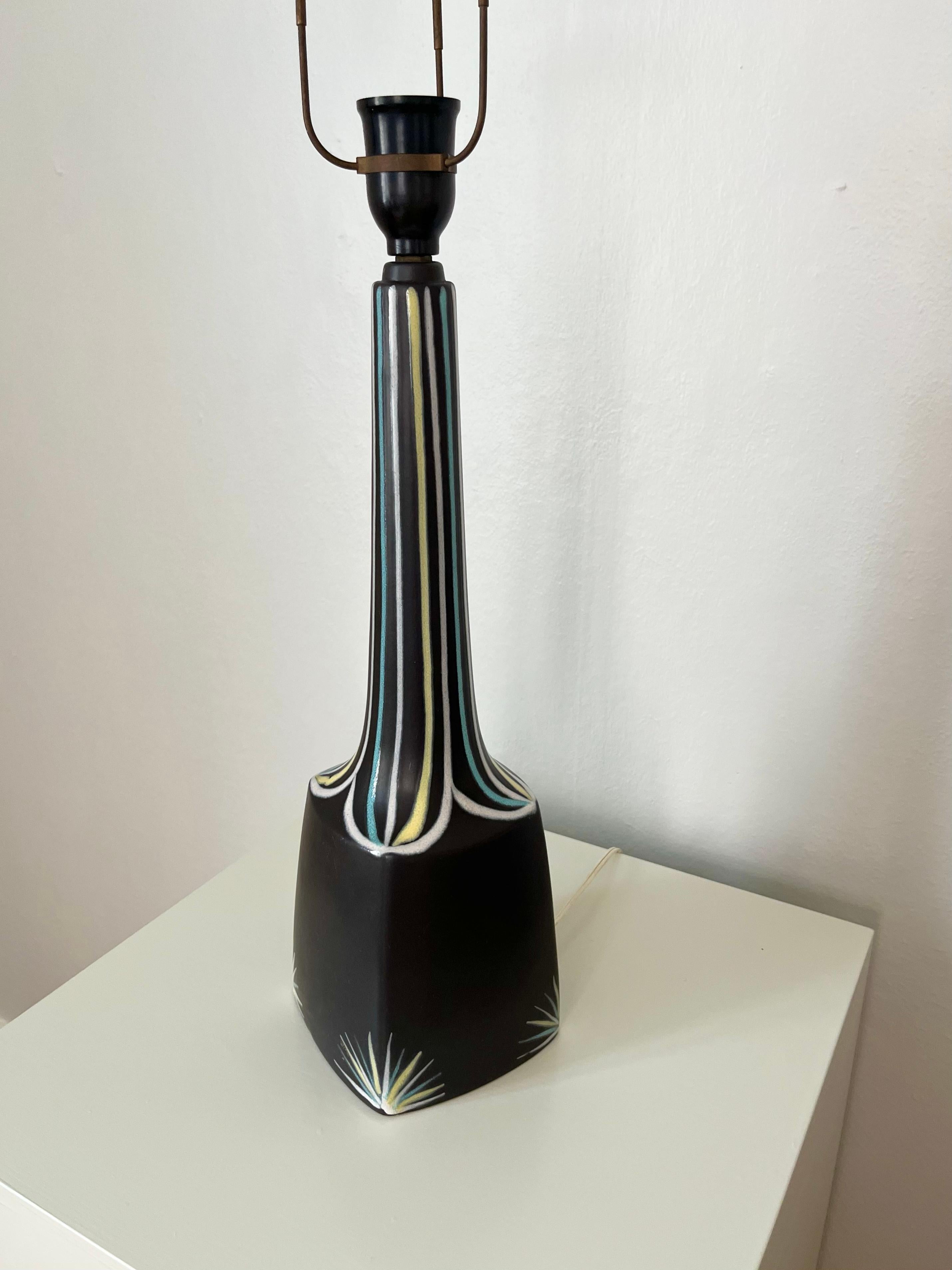 Mid-20th Century 1960s tall Danish ceramics table lamp by Svend Aage Holm-Sørensen for Søholm For Sale