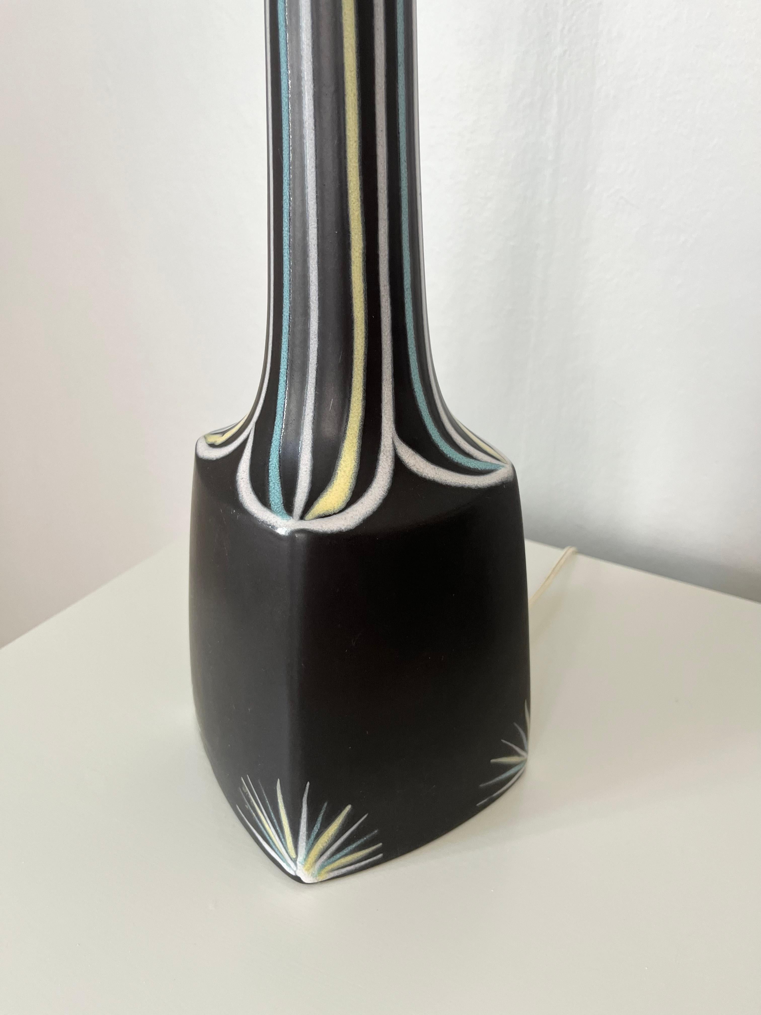 Ceramic 1960s tall Danish ceramics table lamp by Svend Aage Holm-Sørensen for Søholm For Sale