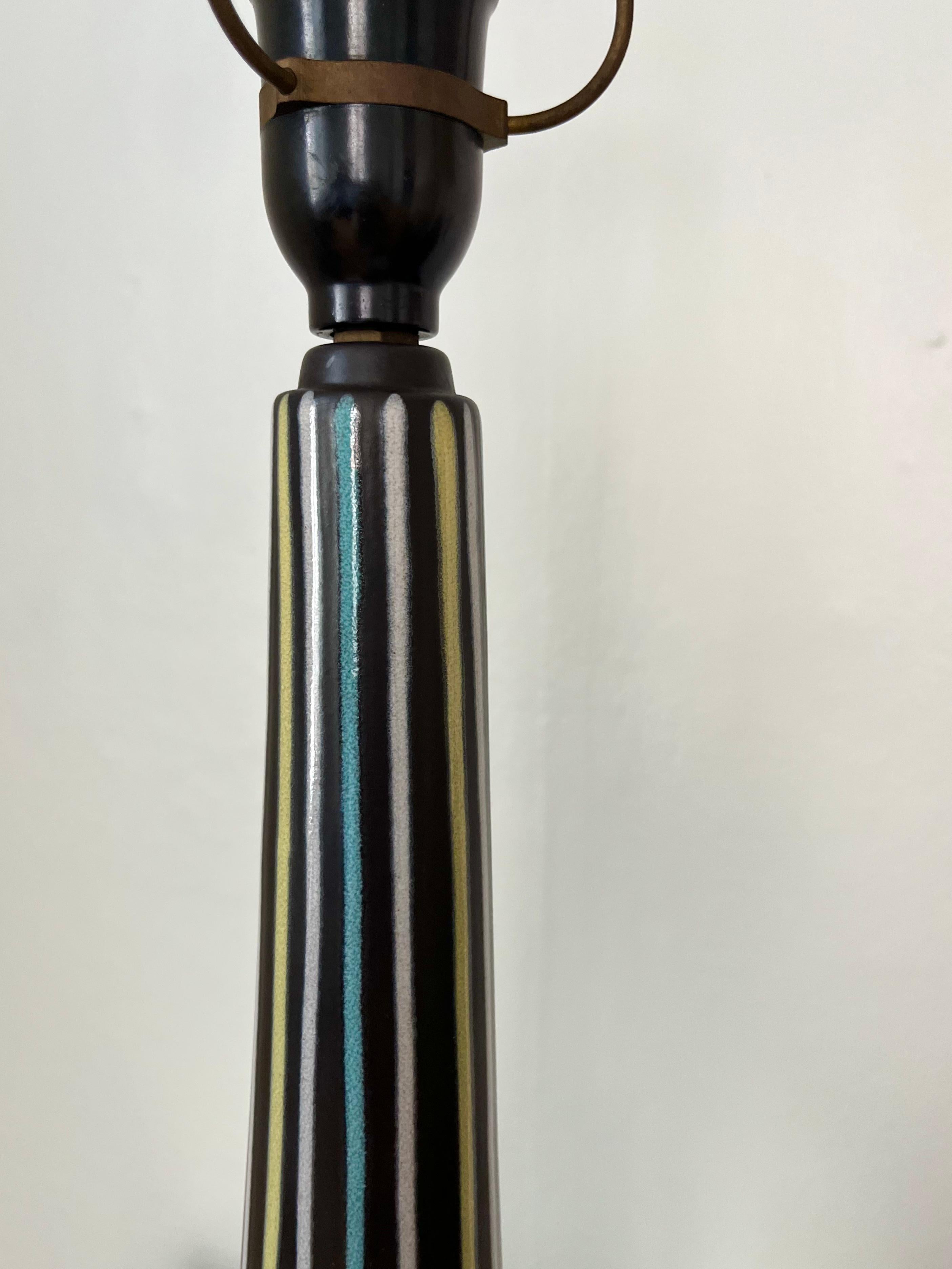 1960s tall Danish ceramics table lamp by Svend Aage Holm-Sørensen for Søholm For Sale 2