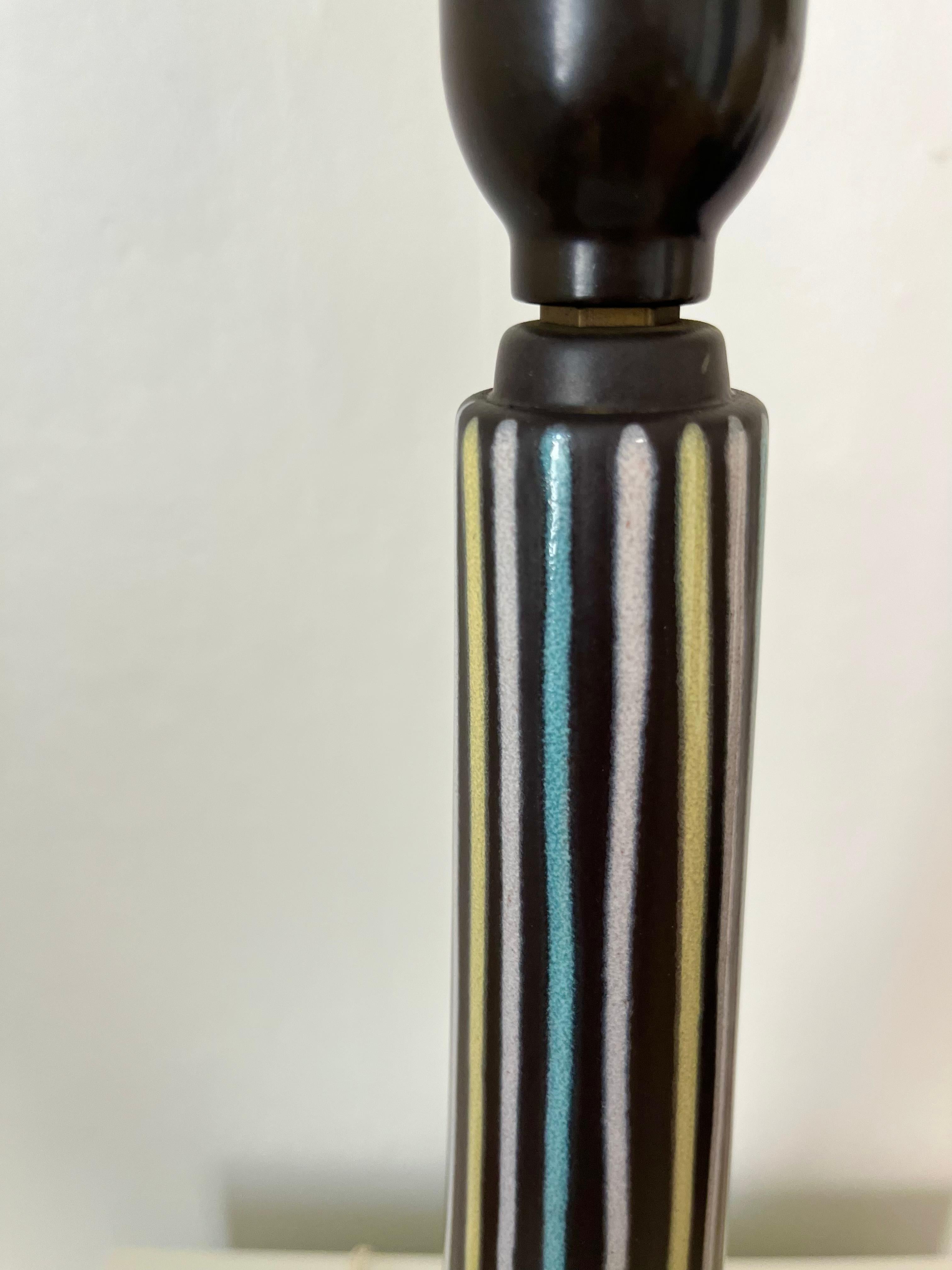 1960s tall Danish ceramics table lamp by Svend Aage Holm-Sørensen for Søholm For Sale 3