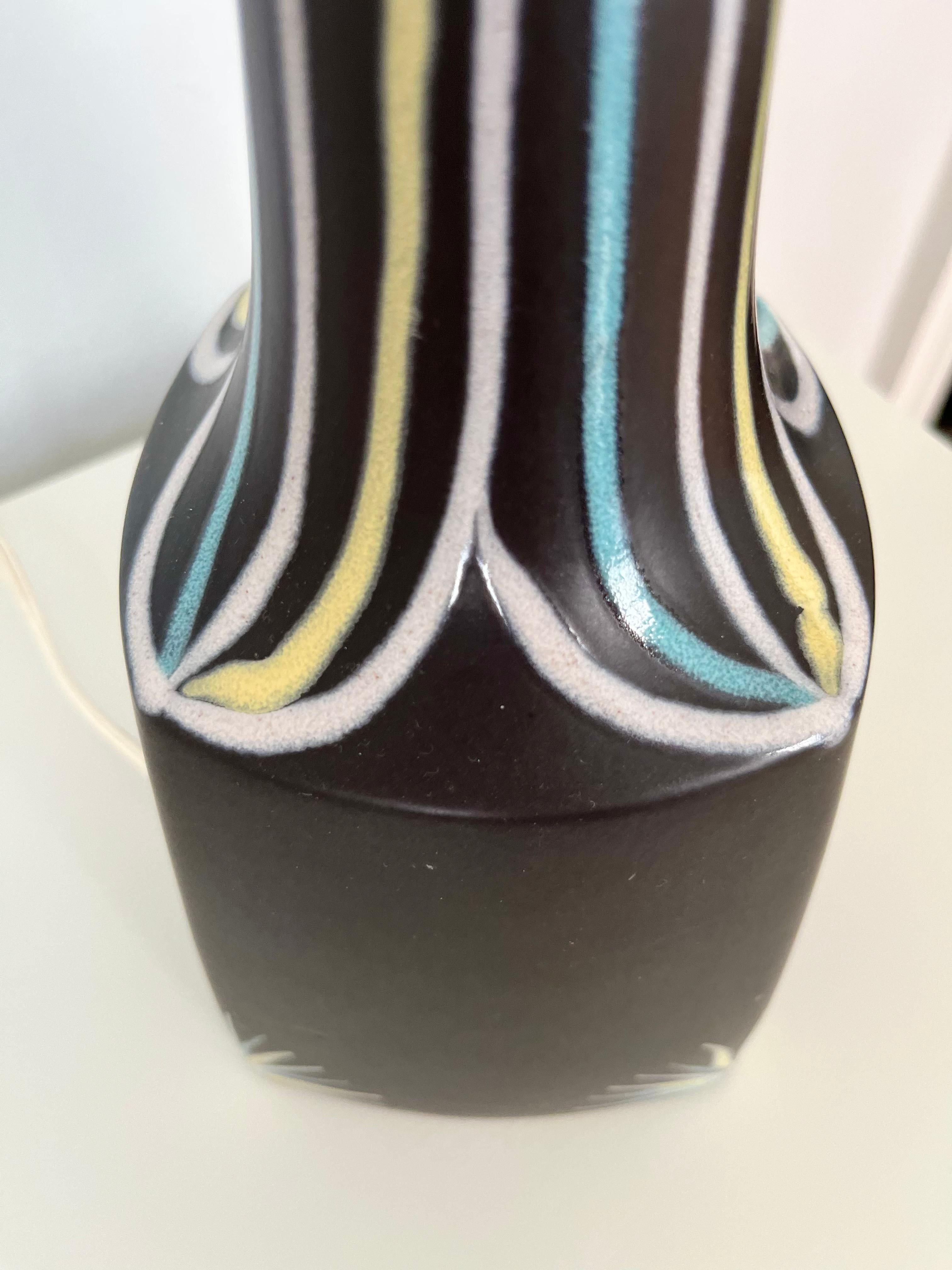1960s tall Danish ceramics table lamp by Svend Aage Holm-Sørensen for Søholm For Sale 4
