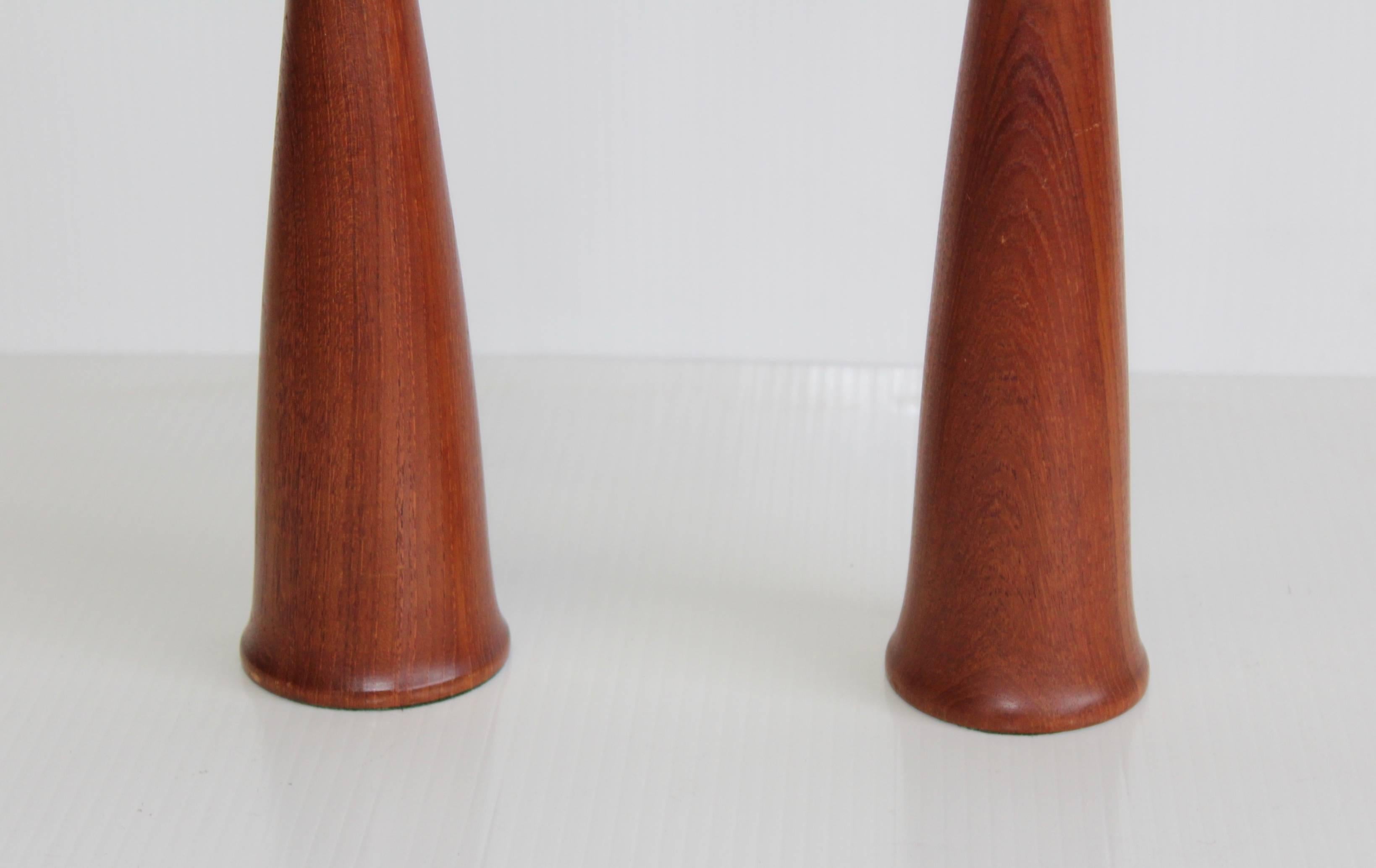 1960s Tall Danish Teak Candleholders In Good Condition In New York, NY