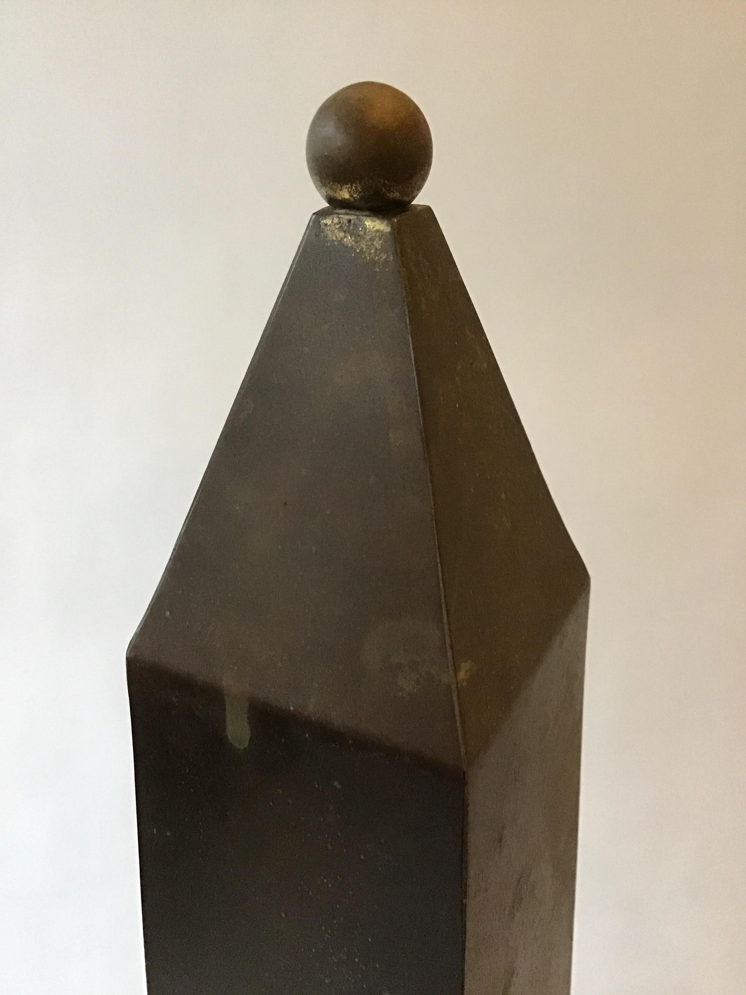 1960s Tall Italian Brass Obelisk For Sale 2