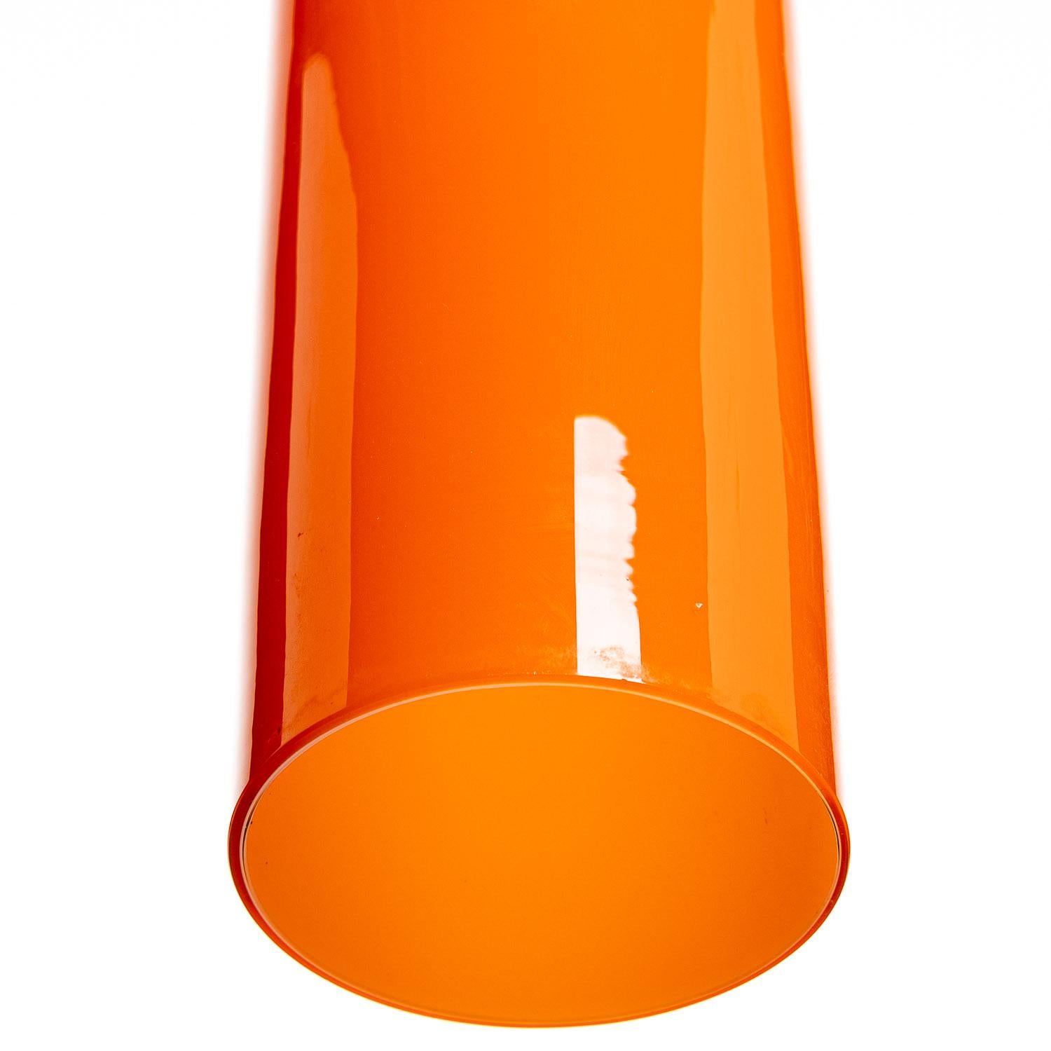 Opaline Glass 1960s, Tall Orange Glass Pendant by Gino Vistosi For Sale
