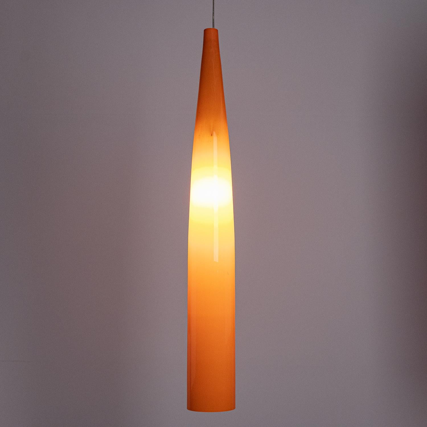 1960s, Tall Orange Glass Pendant by Gino Vistosi For Sale 1