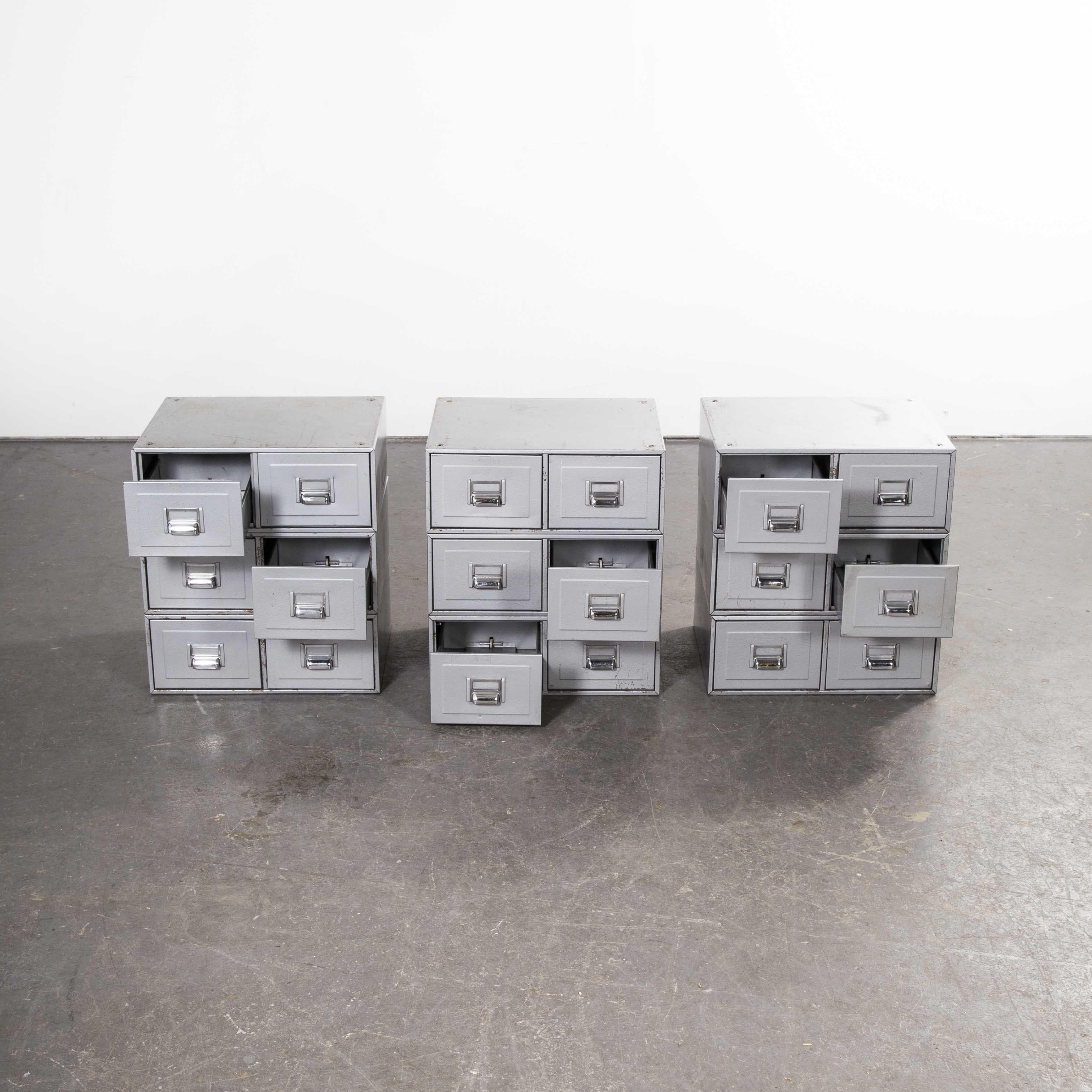 1960s Tall Set of Grey Metallic Filing Boxes, Set of Nine In Good Condition In Hook, Hampshire