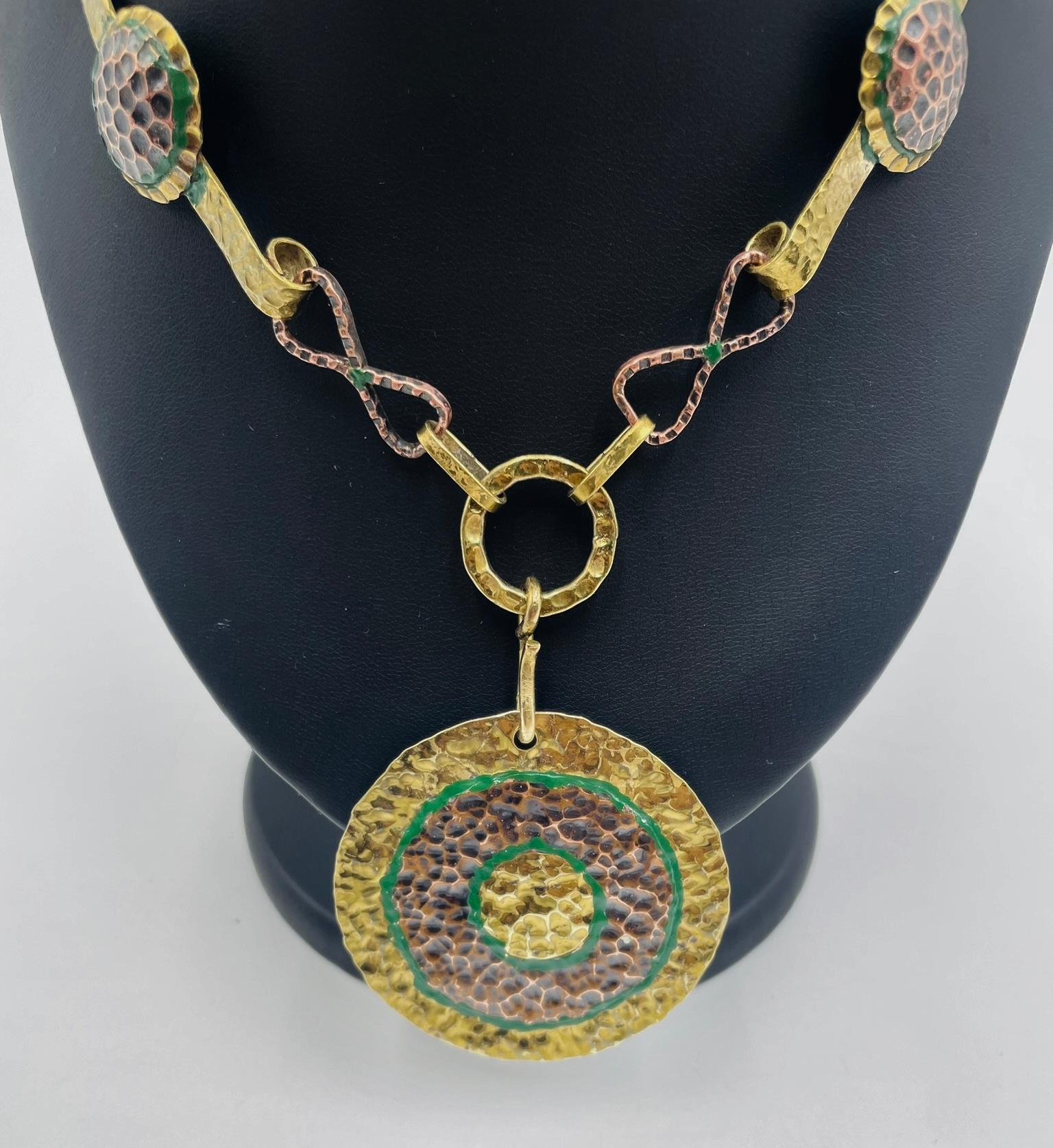 1960s Taller Maya Mixed Metal Modernist Necklace, Mexico For Sale 2