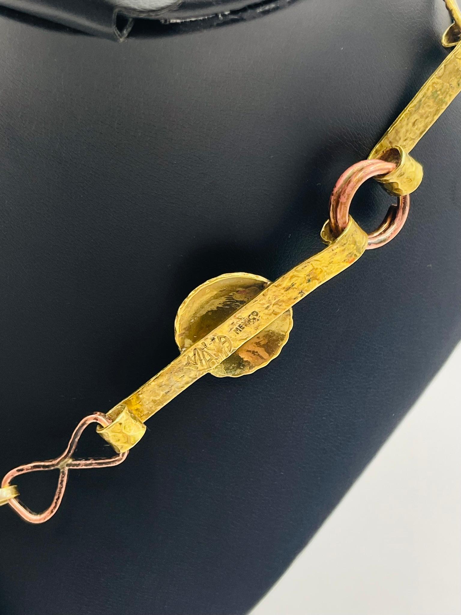 1960s Taller Maya Mixed Metal Modernist Necklace, Mexico For Sale 6