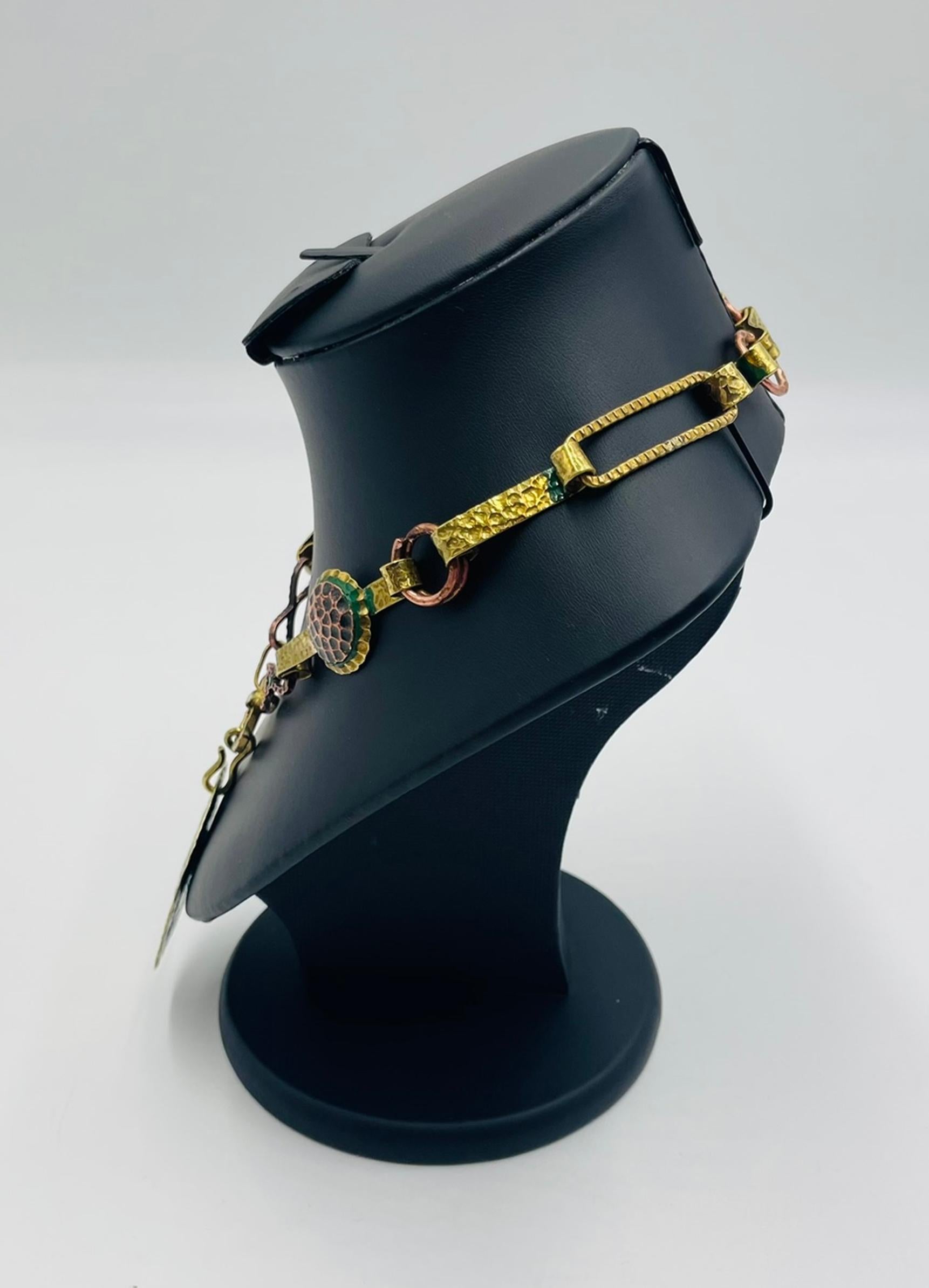 1960s Taller Maya Mixed Metal Modernist Necklace, Mexico In Good Condition For Sale In Los Angeles, CA