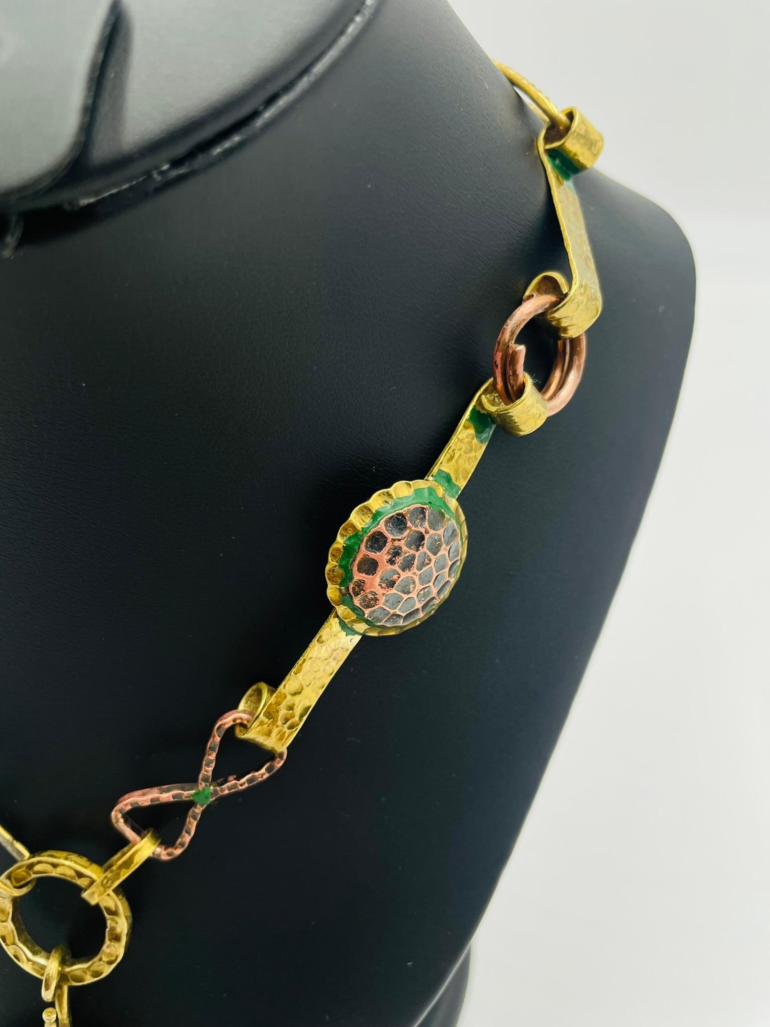 1960s Taller Maya Mixed Metal Modernist Necklace, Mexico For Sale 1