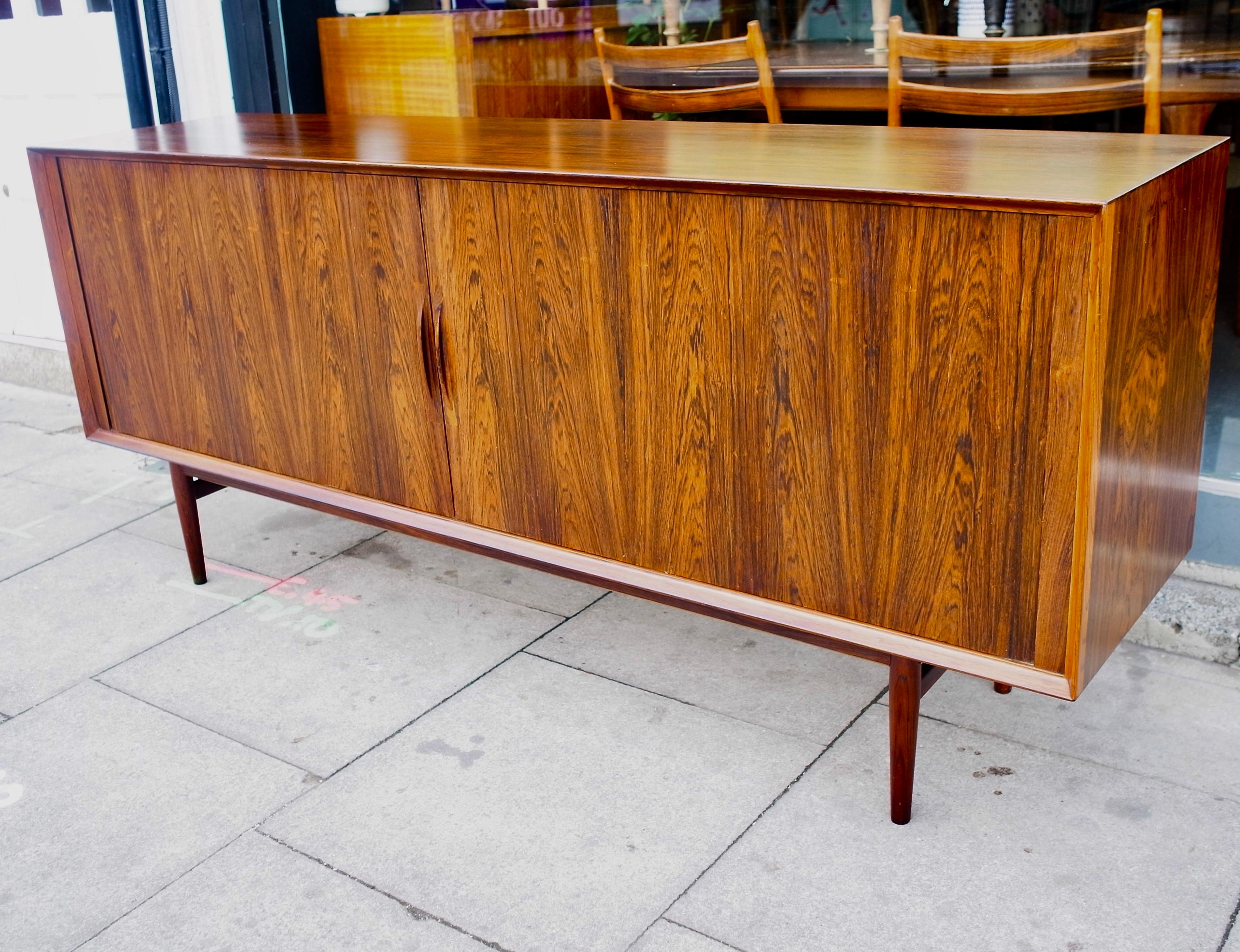 Mid-Century Modern 1960s Tambour Fronted Rosewood Sideboard by Arne Vodder for Sibast For Sale