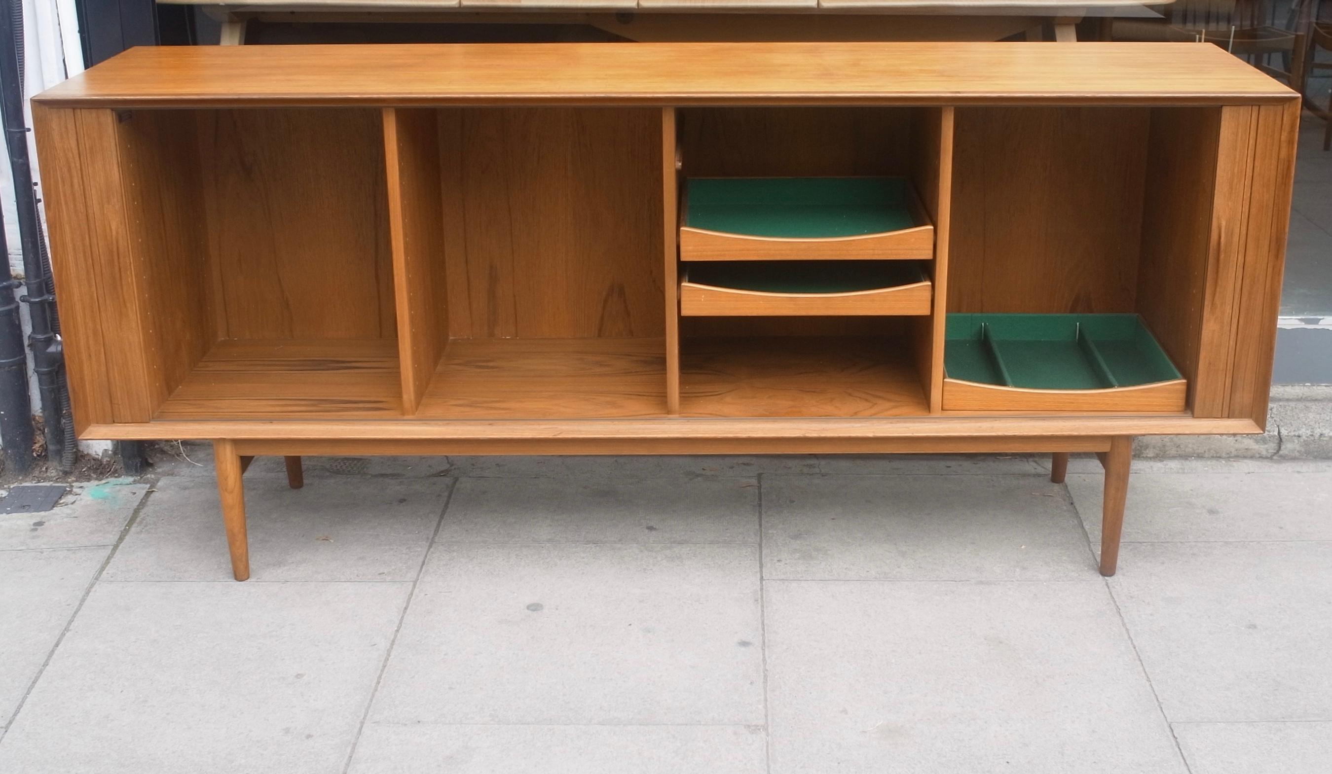 20th Century 1960s Tambour Fronted Teak Sideboard by Arne Vodder for Sibast For Sale
