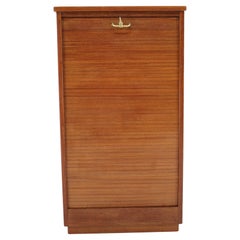 Vintage 1960s Tambour Office Teak Cabinet, Denmark
