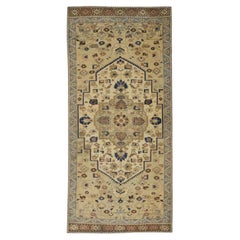 1960s Tan & Brown Multicolor Vintage Turkish Runner 3'10" x 8'4"