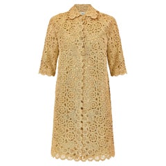 1960s Tan Floral Raffia Overcoat
