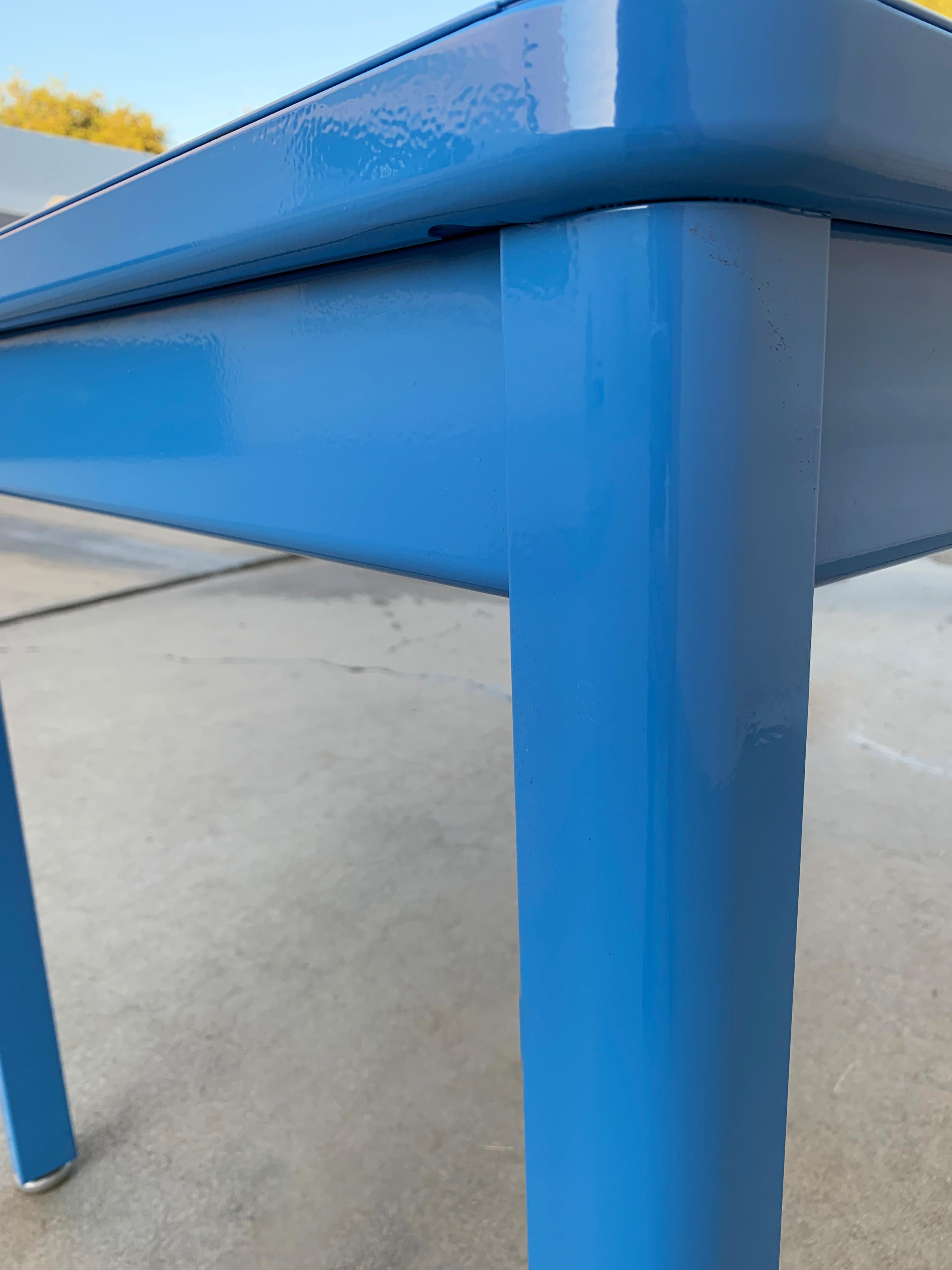 1960s Tanker Table by Steelcase, Refinished in Bright Blue In Good Condition In Alhambra, CA