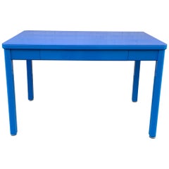 1960s Tanker Table by Steelcase, Refinished in Bright Blue