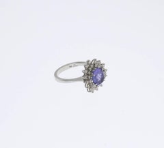 1960s Tansanite Diamond White Gold Cocktail Ring