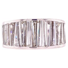 1960s Tapered Baguette Diamond Band Ring 18 Karat White Gold