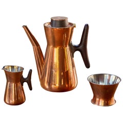 Retro 1960s Tapio Wirkkala Copper and Silver Coffee Set for Kultakeskus Oy