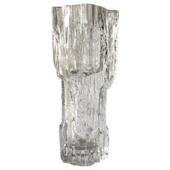 1960s Tapio Wirkkala Iittala Finlandia Clear Glass Bark Vase