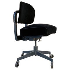 Vintage 1960s Task Chair by Steelcase, Refinished in Black Velvet and Metallic Gray