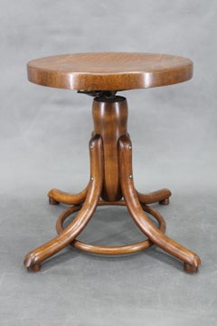 1960er Tatra Nabytok Verstellbarer Klavier-Drehhocker aus Bugholz, Tschechoslowakei
