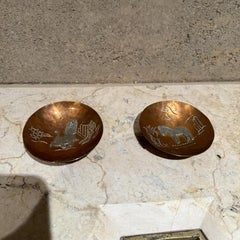 1960s Taxco Metales Casados Copper & Sterling Silver Art Bowls