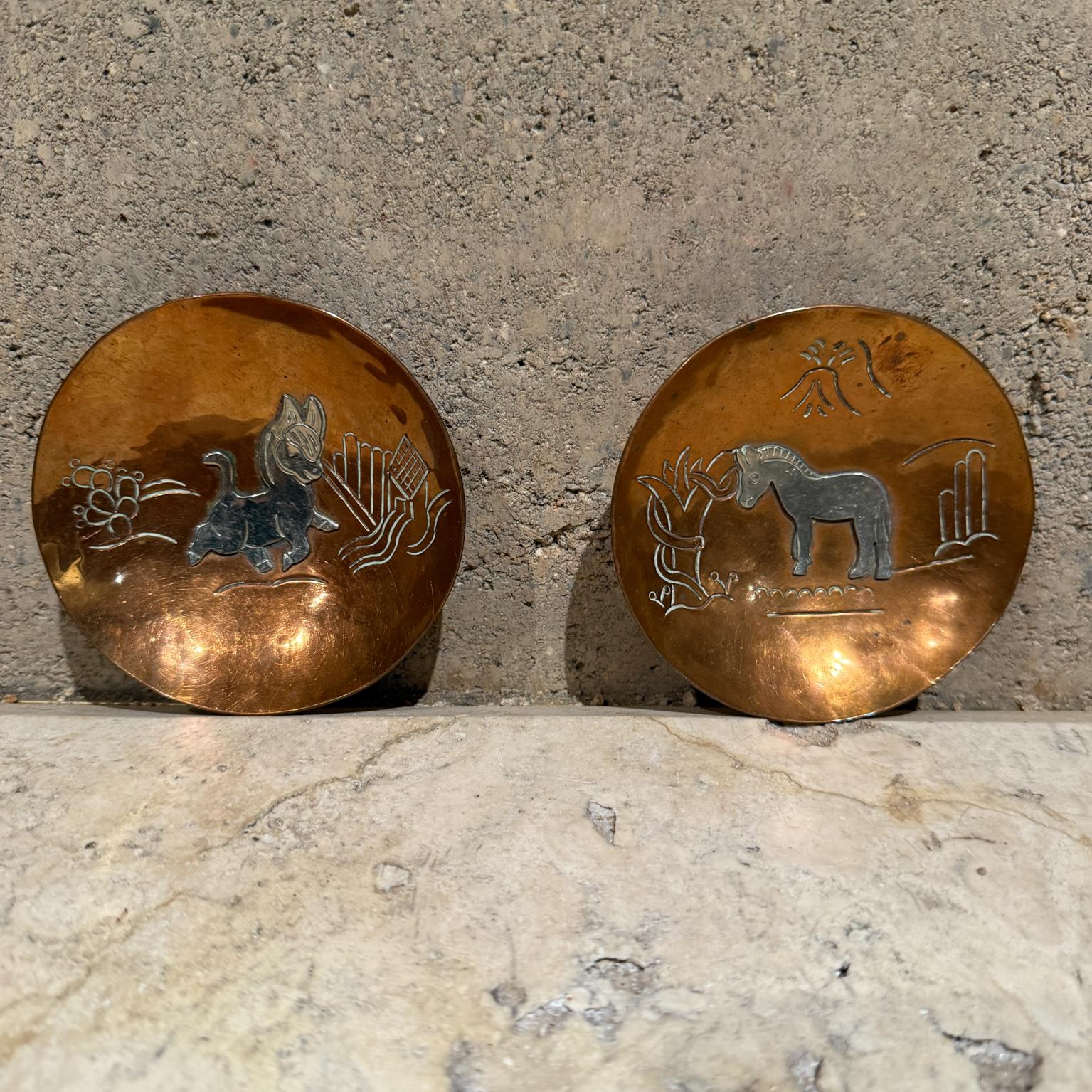 1960er Jahre Taxco Metalle Casados Kupfer & Sterlingsilber Kunstschalen (Moderne der Mitte des Jahrhunderts) im Angebot