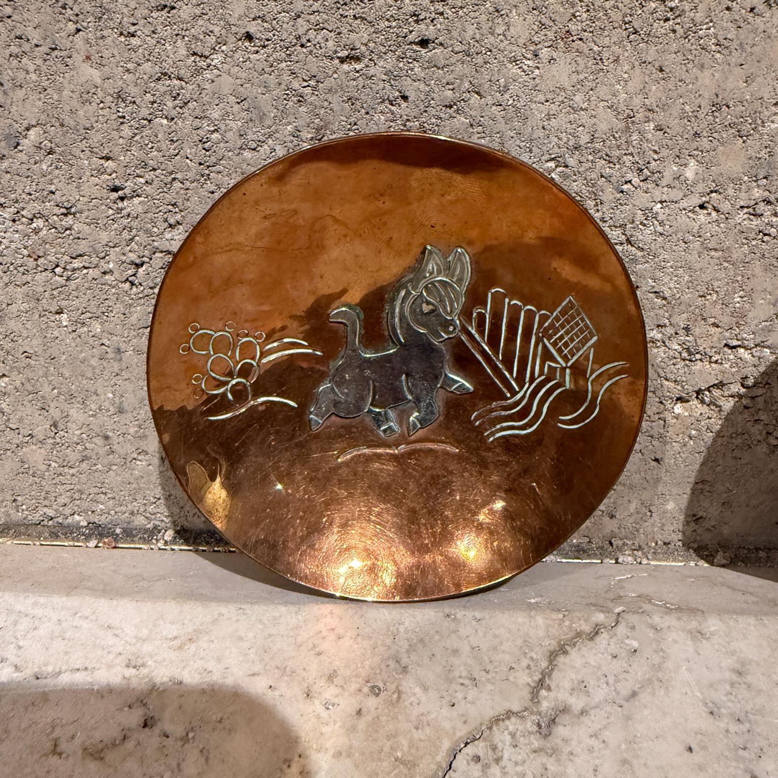 1960er Jahre Taxco Metalle Casados Kupfer & Sterlingsilber Kunstschalen (Mexikanisch) im Angebot