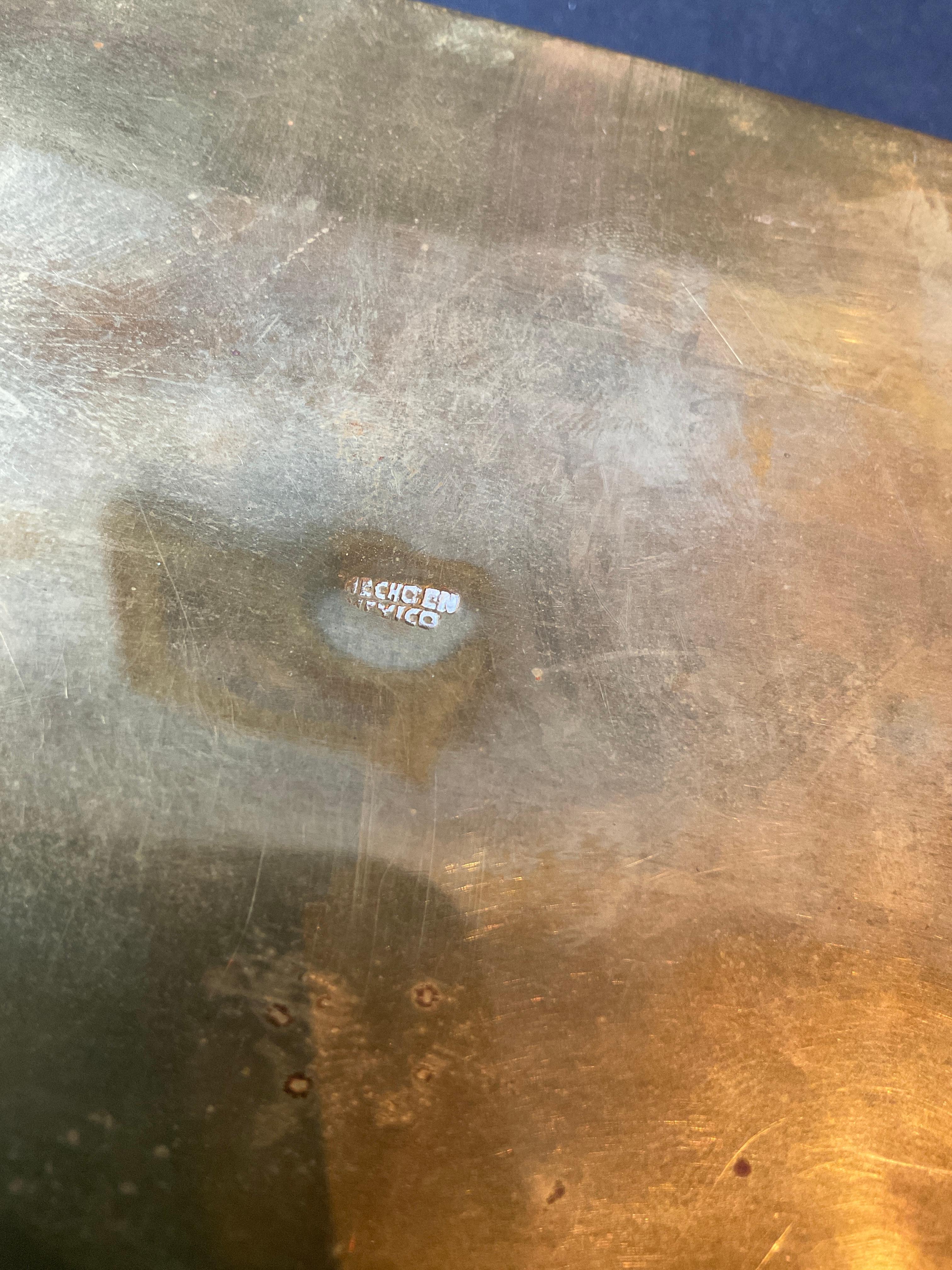 Scatola di Taxco messicana del 1960 con cavalluccio marino intarsiato in pietra e ottone in vendita 3