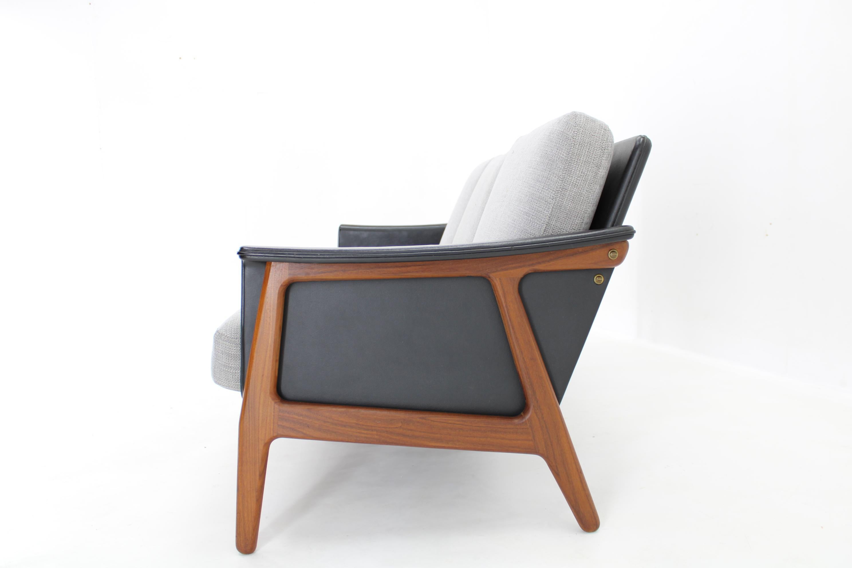 Fabric 1960s Teak 3-Seater Sofa, Denmark  For Sale