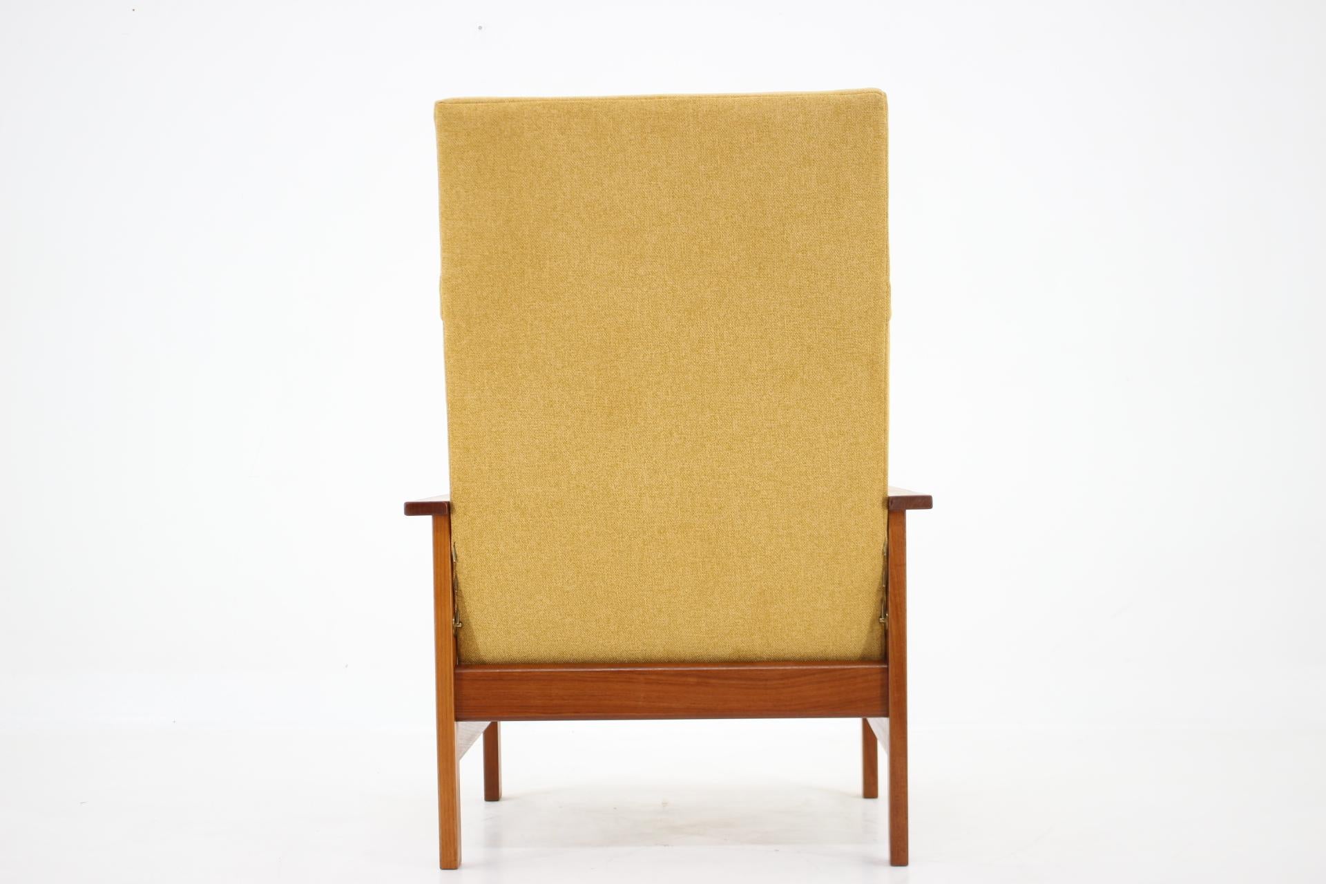 Fabric 1960s Teak Adjustable Highback Armchair, Denmark