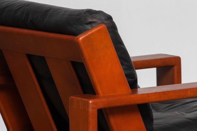 1960s, Teak and Black Leather Cubist Lounge Chair by Esko Pajamies for Asko For Sale 1