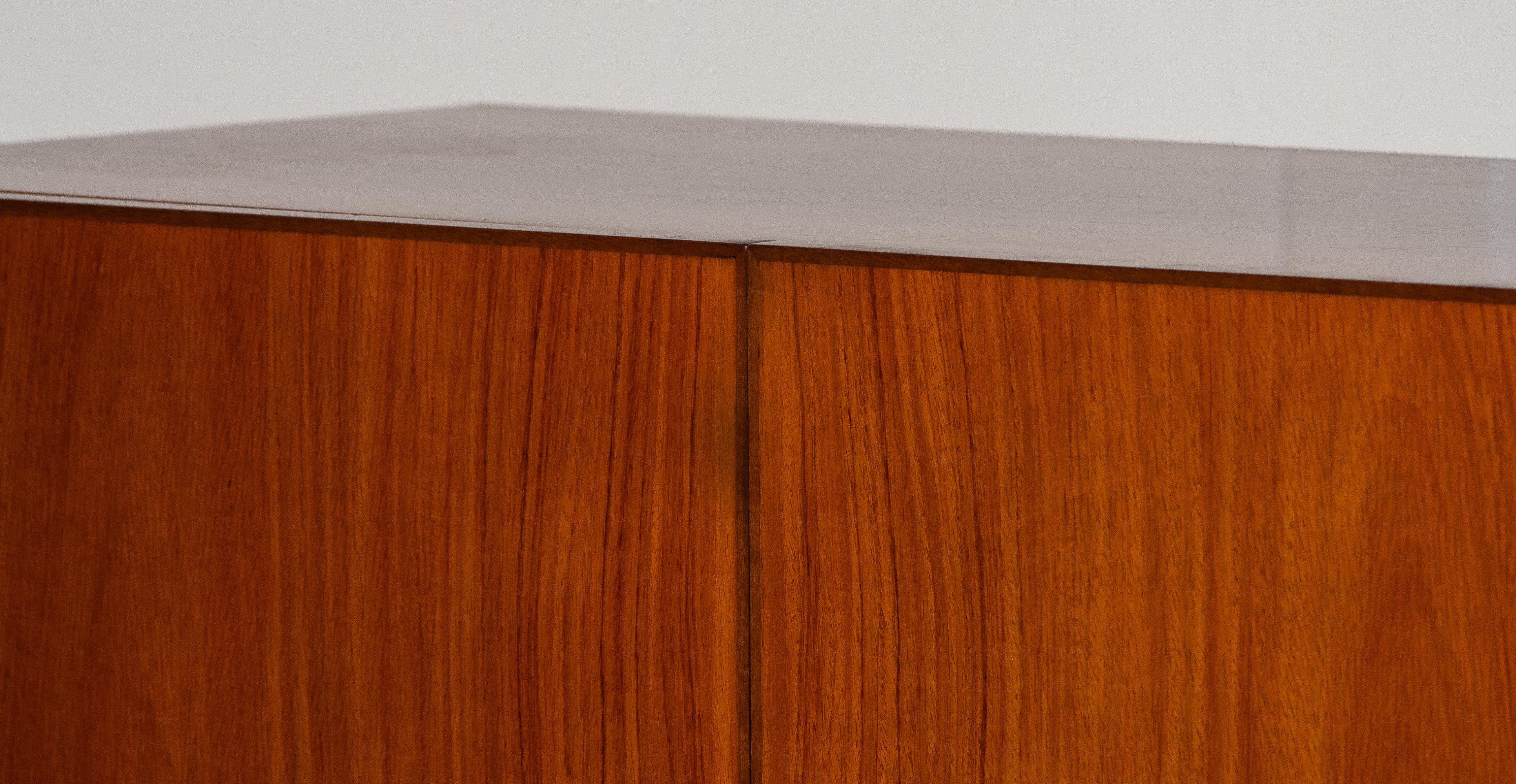 Scandinavian Modern 1960's Teak and Brass Dry Bar / Drinks Cabinet Made by Förenade Linköping Sweden