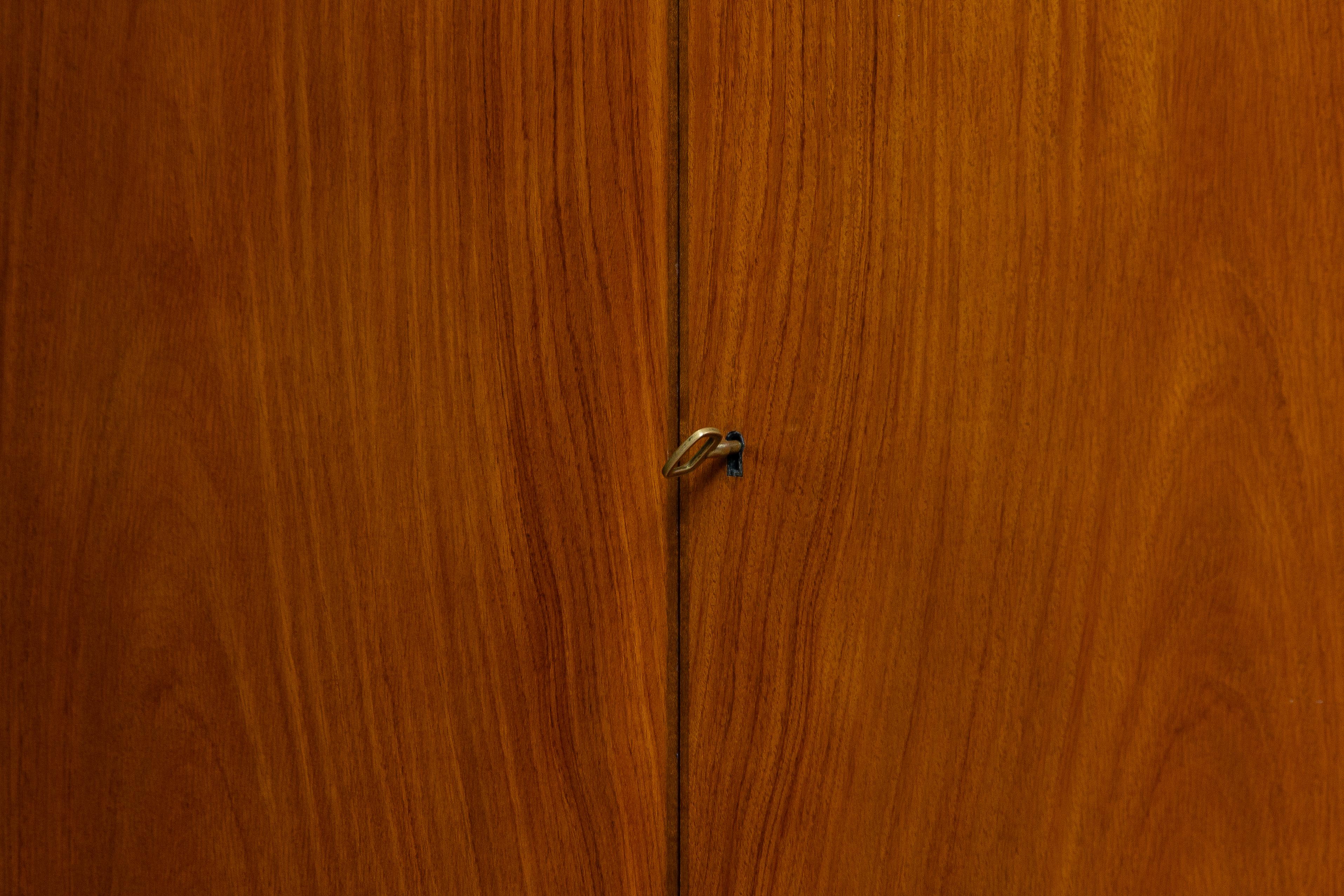 Swedish 1960's Teak and Brass Dry Bar / Drinks Cabinet Made by Förenade Linköping Sweden