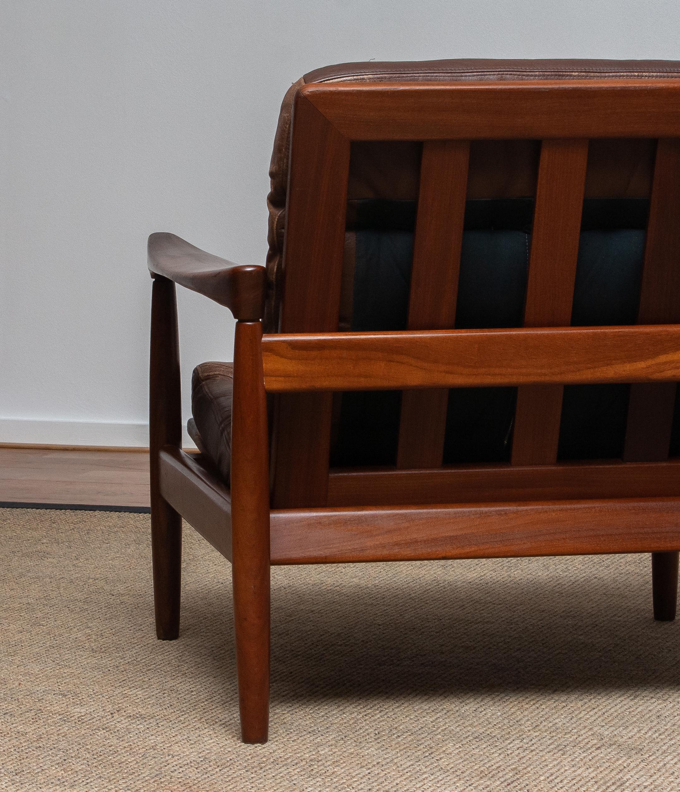 1960s, Teak and Brown Leather Lounge Chair by Erik Wörtz for Broderna Anderssons 2