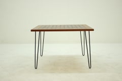 1960s Teak and Ceramic Coffee Table on Hairpin Legs