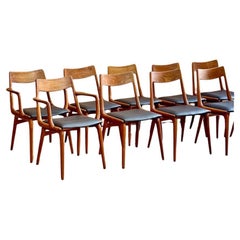 1960s Teak and Leather Dining Chairs by Alfred Christensen