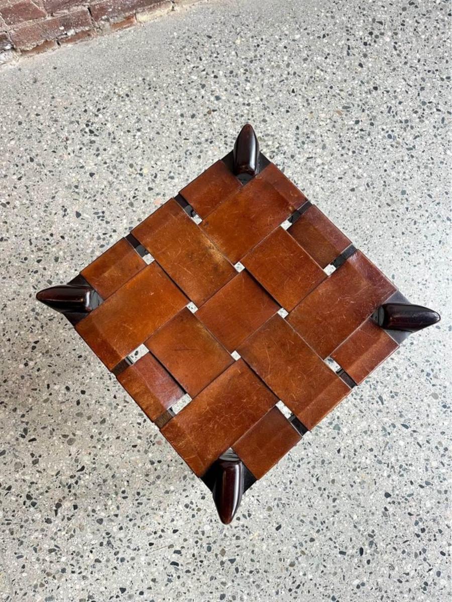 1960s Teak and Leather Stool by Edmond Spence In Excellent Condition For Sale In Victoria, BC