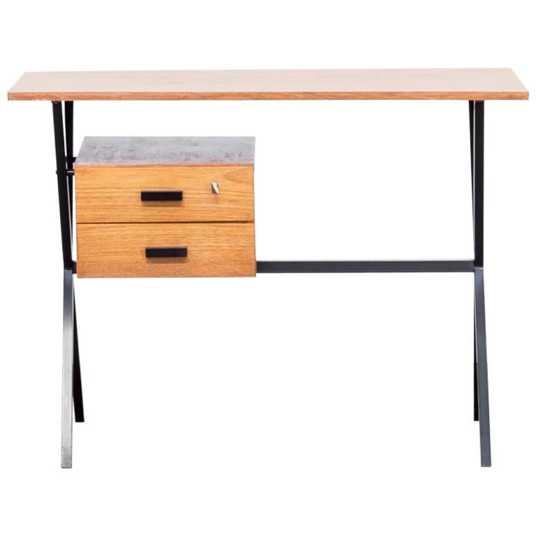 1960s Teak and Metal Writing Desk 100cm Wide For Sale at 1stDibs