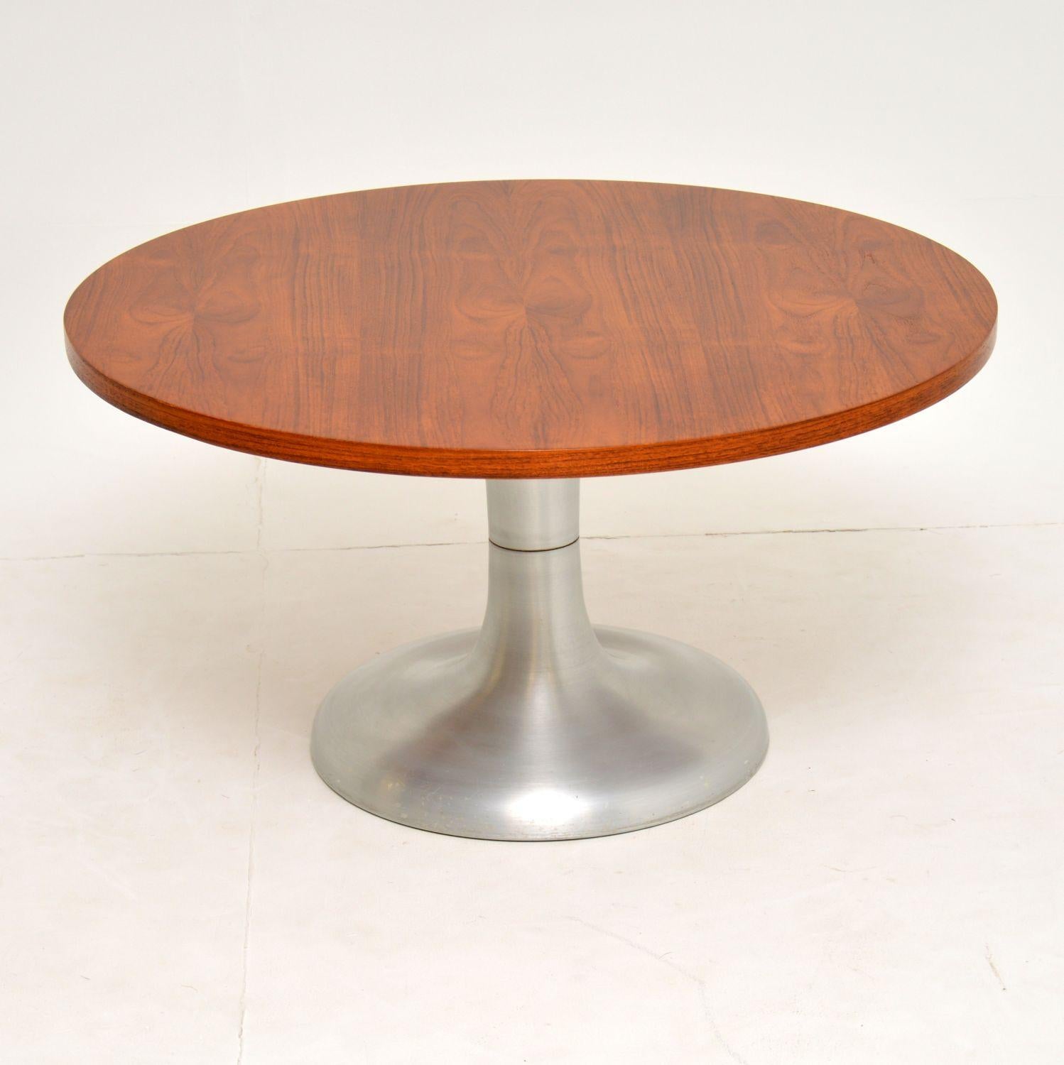 Mid-Century Modern 1960s Teak and Steel Vintage Coffee Table