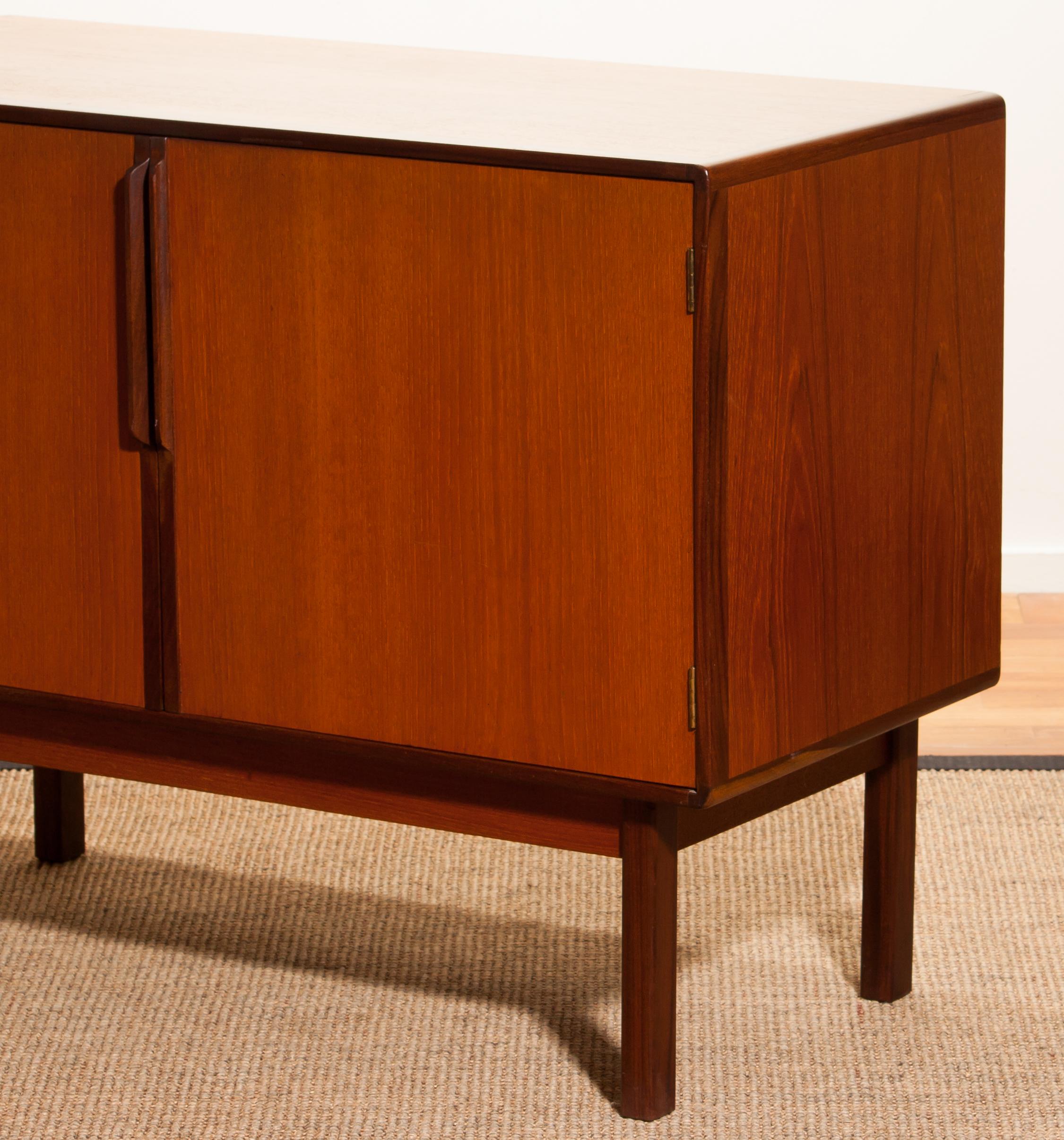 Finnish 1960s, Teak and Walnut Small Sideboard Cabinet by Asko Finland