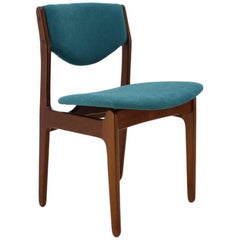 1960s Teak Blue Side Chair, Denmark