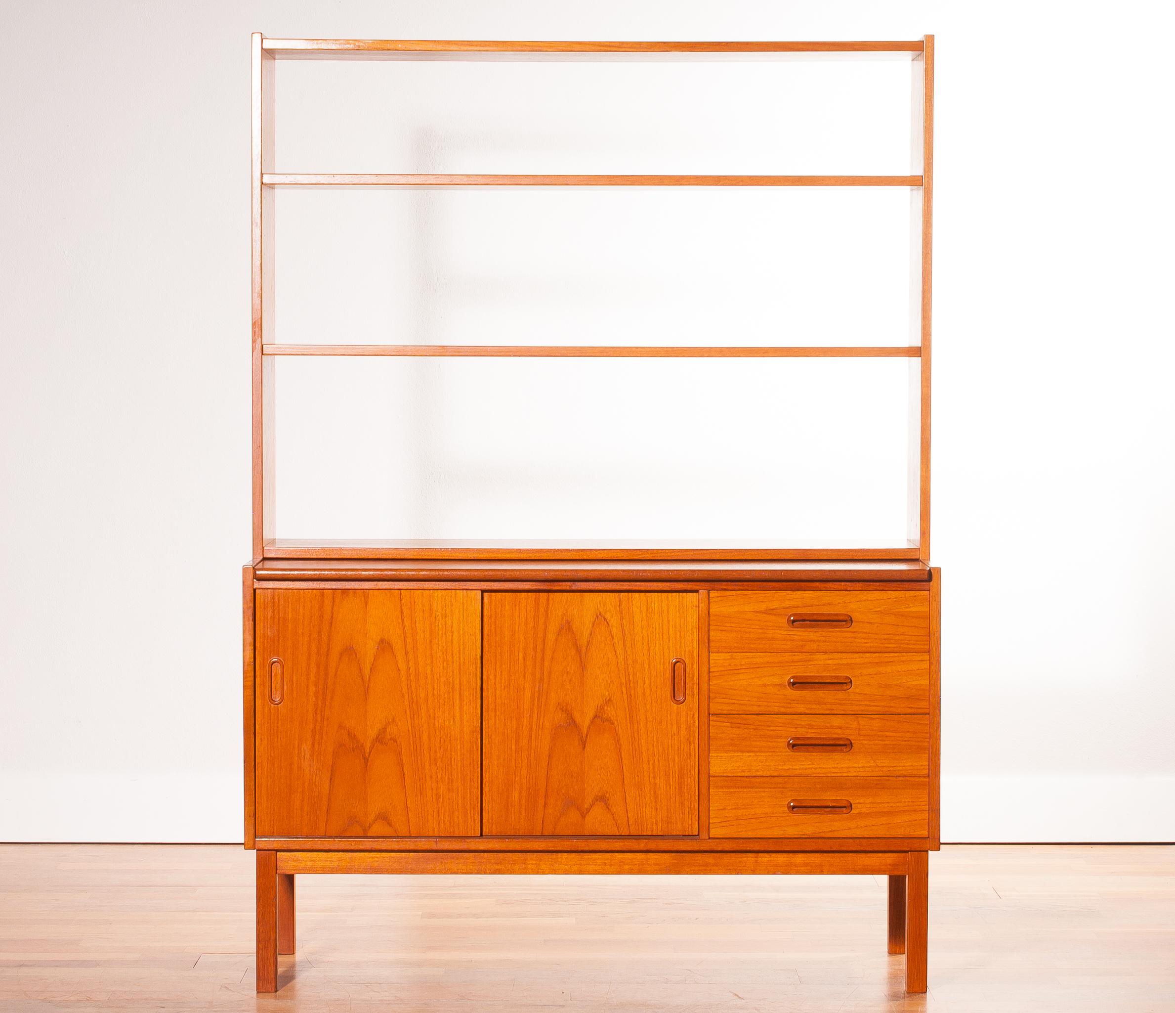 1960s, Teak Book Case with Slidable Writing / Working Space from Sweden 4